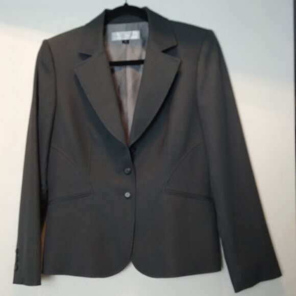 Tahari Arthur S Levine Petite Light Charcoal Grey Stylish Peplum Blazer Sz 6P - Picture 2 of 10